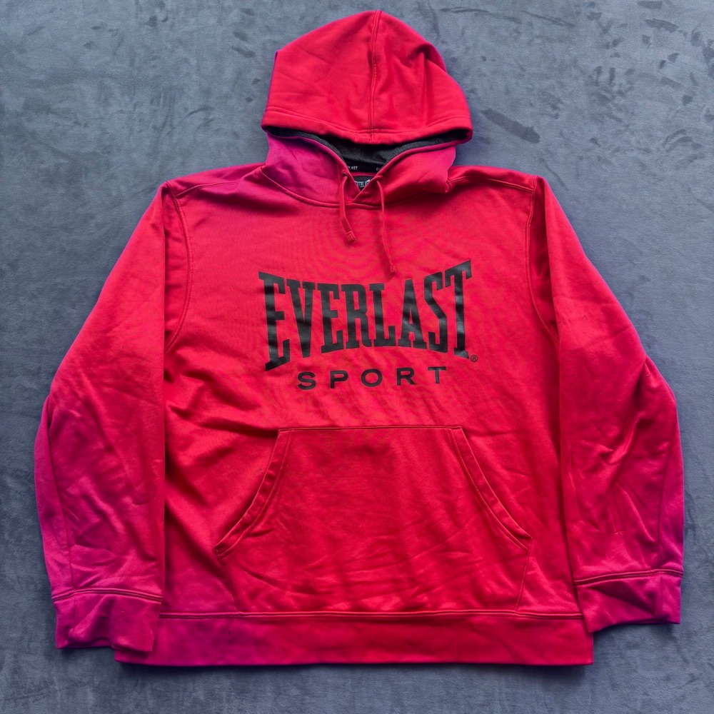 Everlast Sport Mens XL Red Pullover Hoodie Graphic Logo Sweatshirt Activewear
